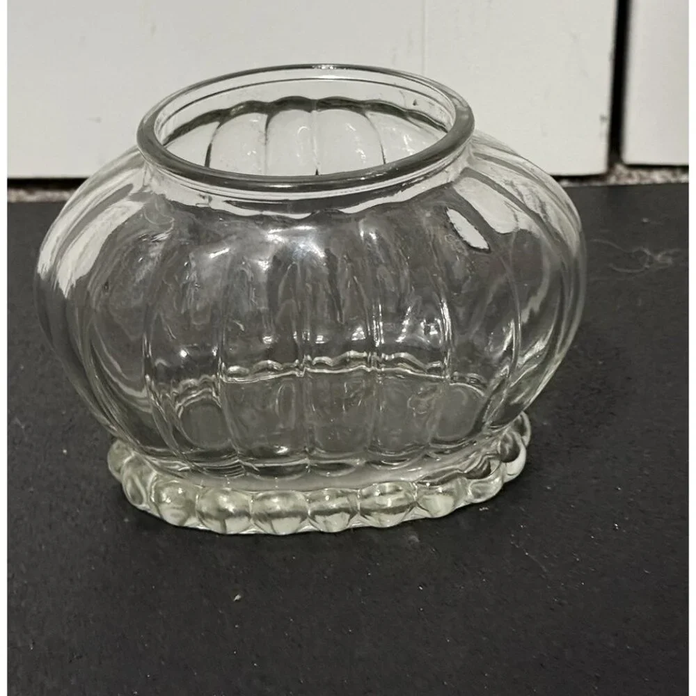 Vintage A.L.R. Co. Pumpkin Clear Glass Oval Vase
